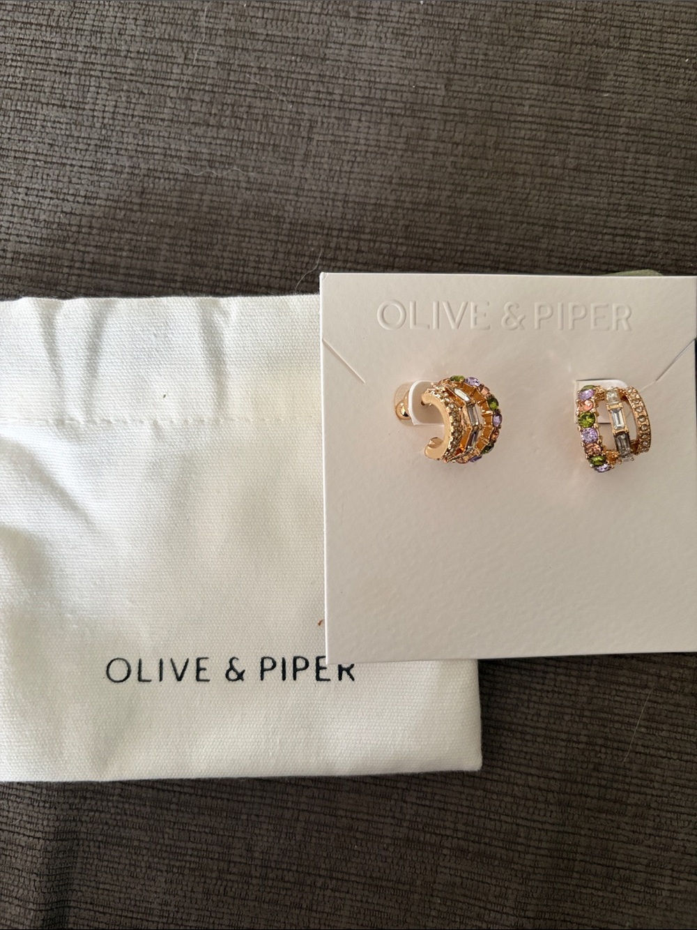 Olive & Piper Gold Multicolor Crystal Huggie Earrings
